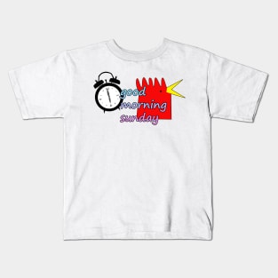 Alarm Clock and Rooster Kids T-Shirt